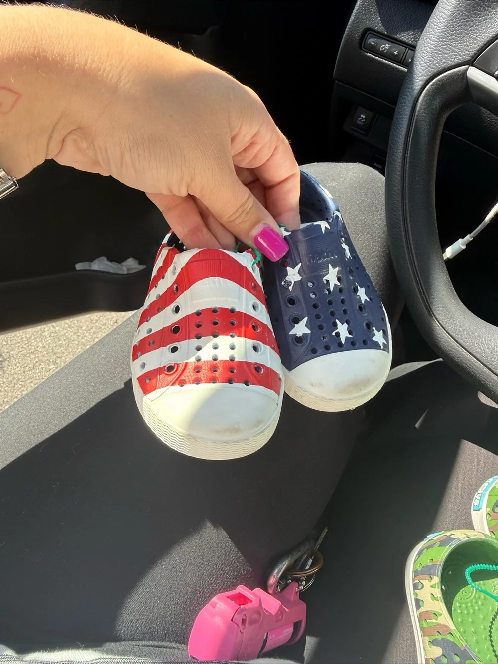 Native Kids Slip-On Stars & Stripes Sandals in Red, White & Navy